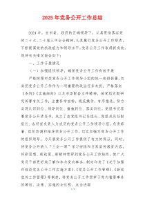 2025年党务公开工作总结