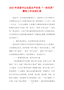 2025年党委书记全面从严治党“一岗双责”履职工作总结汇报