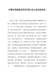 在增补党委委员党员代表大会上的总结讲话