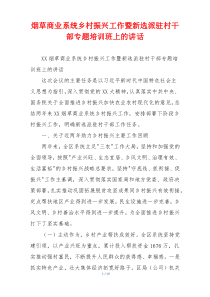 烟草商业系统乡村振兴工作暨新选派驻村干部专题培训班上的讲话
