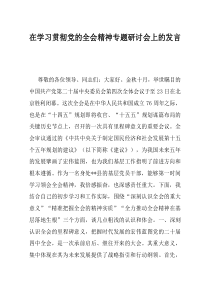 在学习贯彻党的全会精神专题研讨会上的发言