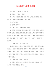 2025年党小组会议纪要