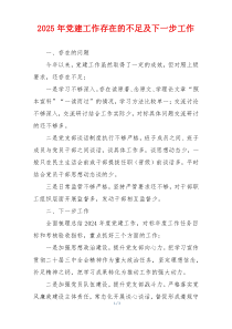 2025年党建工作存在的不足及下一步工作