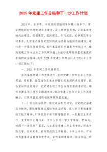 2025年党建工作总结和下一步工作计划