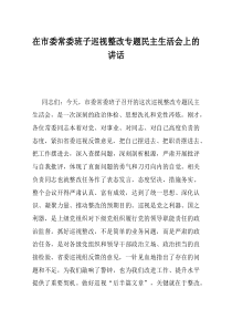 在市委常委班子巡视整改专题民主生活会上的讲话