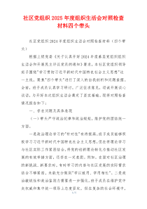 社区党组织2025年度组织生活会对照检查材料四个带头