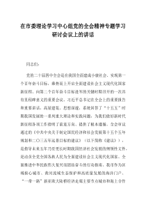 在市委理论学习中心组党的全会精神专题学习研讨会议上的讲话