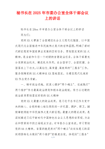 秘书长在2025年市委办公室全体干部会议上的讲话