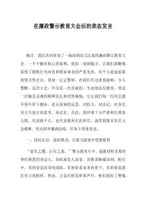 在廉政警示教育大会后的表态发言