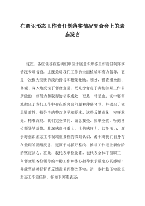 在意识形态工作责任制落实情况督查会上的表态发言