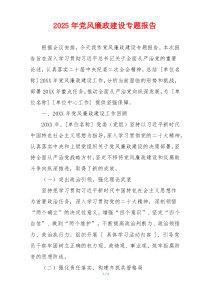 2025年党风廉政建设专题报告