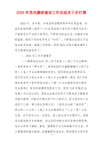 2025年党风廉政建设工作总结及下步打算