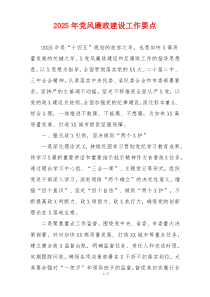 2025年党风廉政建设工作要点