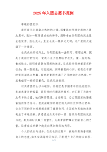 2025年入团志愿书范例