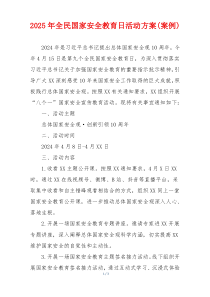 2025年全民国家安全教育日活动方案(案例)
