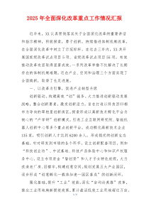 2025年全面深化改革重点工作情况汇报
