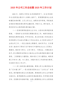 2025年公司工作总结暨2025年工作计划