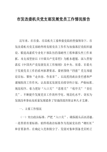 市发改委机关党支部发展党员工作情况报告