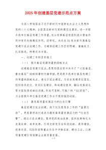 2025年创建基层党建示范点方案