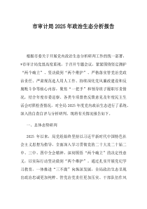 市审计局2025年政治生态分析报告