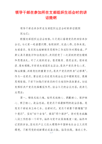 领导干部在参加所在支部组织生活会时的讲话提纲