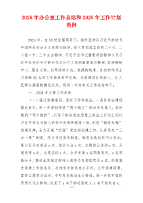 2025年办公室工作总结和2025年工作计划范例