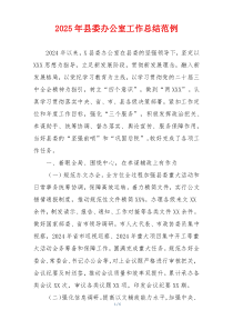 2025年县委办公室工作总结范例