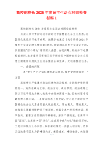 高校副校长2025年度民主生活会对照检查材料1