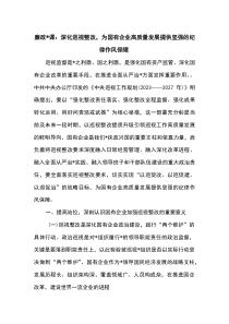 廉政党课：深化巡视整改，为国有企业高质量发展提供坚强的纪律作风保障