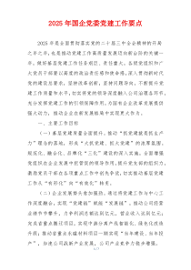 2025年国企党委党建工作要点
