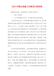 2025年国企党建工作情况汇报范例