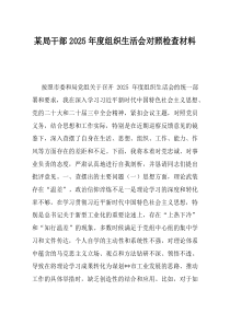 某局干部2025年度组织生活会对照检查材料