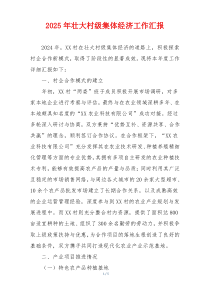 2025年壮大村级集体经济工作汇报