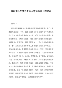 组织部长在党外青年人才座谈会上的讲话