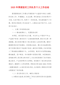 2025年季度驻村工作队员个人工作总结