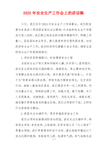 2025年安全生产工作会上的讲话稿