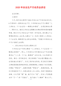 2025年安全生产月动员会讲话