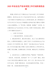 2025年安全生产治本攻坚三年行动阶段性总结