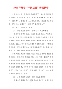 2025年履行“一岗双责”情况报告