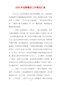 2025年巡察整改工作情况汇报