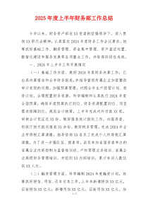 2025年度上半年财务部工作总结