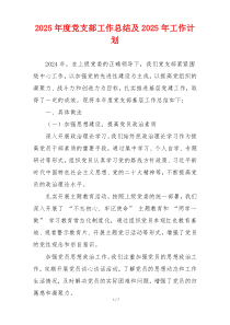 2025年度党支部工作总结及2025年工作计划
