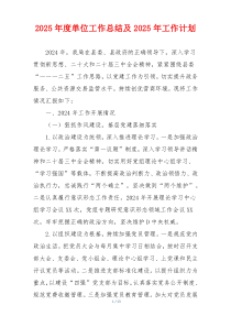 2025年度单位工作总结及2025年工作计划