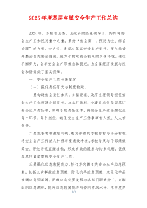 2025年度基层乡镇安全生产工作总结