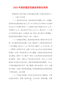 2025年度抓基层党建述职报告范例