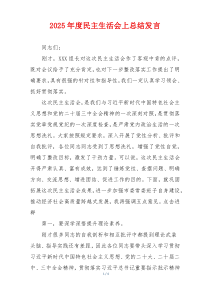 2025年度民主生活会上总结发言