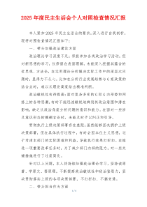 2025年度民主生活会个人对照检查情况汇报