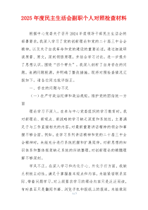 2025年度民主生活会副职个人对照检查材料