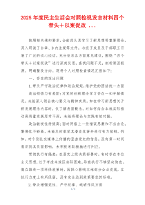 2025年度民主生活会对照检视发言材料四个带头＋以案促改 ...