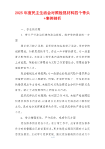 2025年度民主生活会对照检视材料四个带头+案例剖析